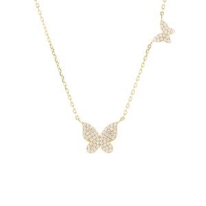 Alina’s Jewels Pavé Double Butterfly Necklace